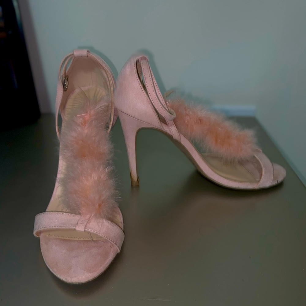 Pink fur heels